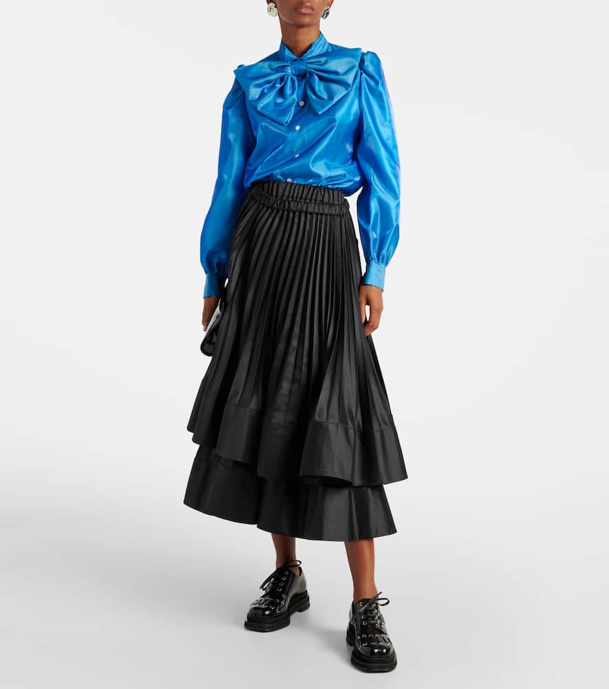 Bow-detail satin blouse