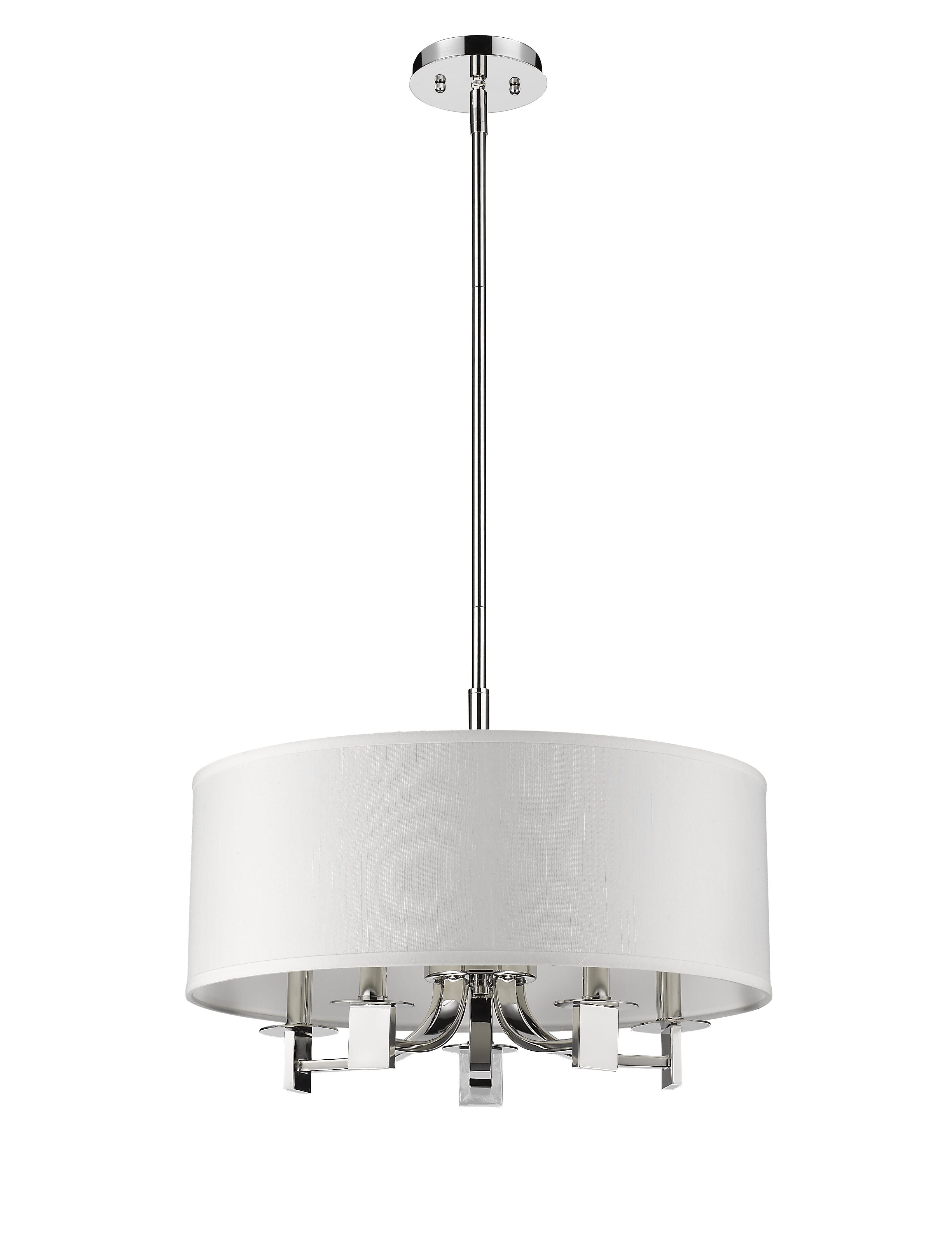 Polished Nickel Five Light Pendant from the Andrea Collection