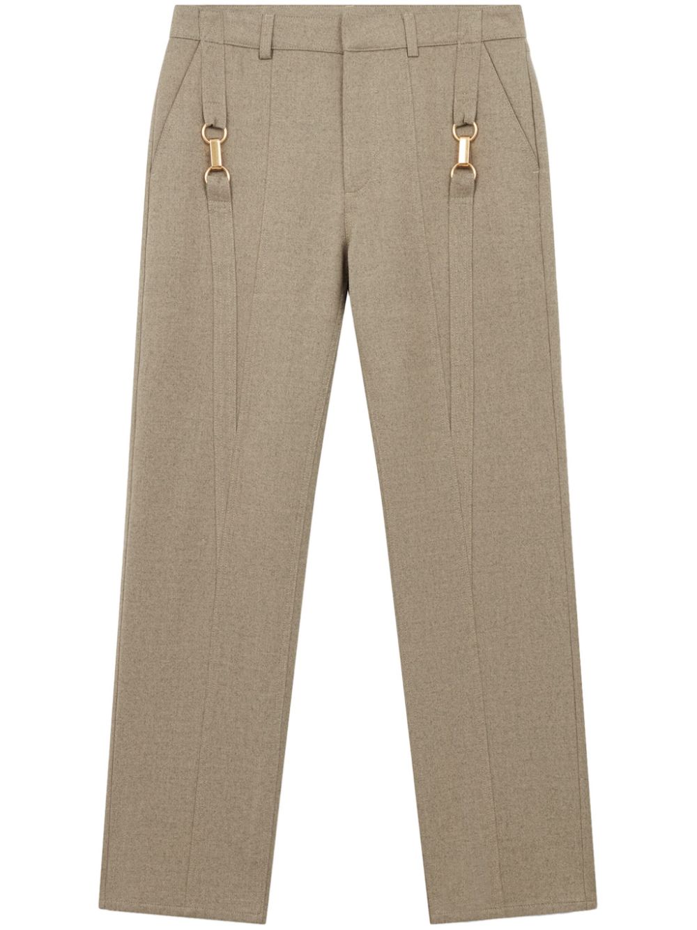 Hardware-detail flannel wool trousers - Neutrals