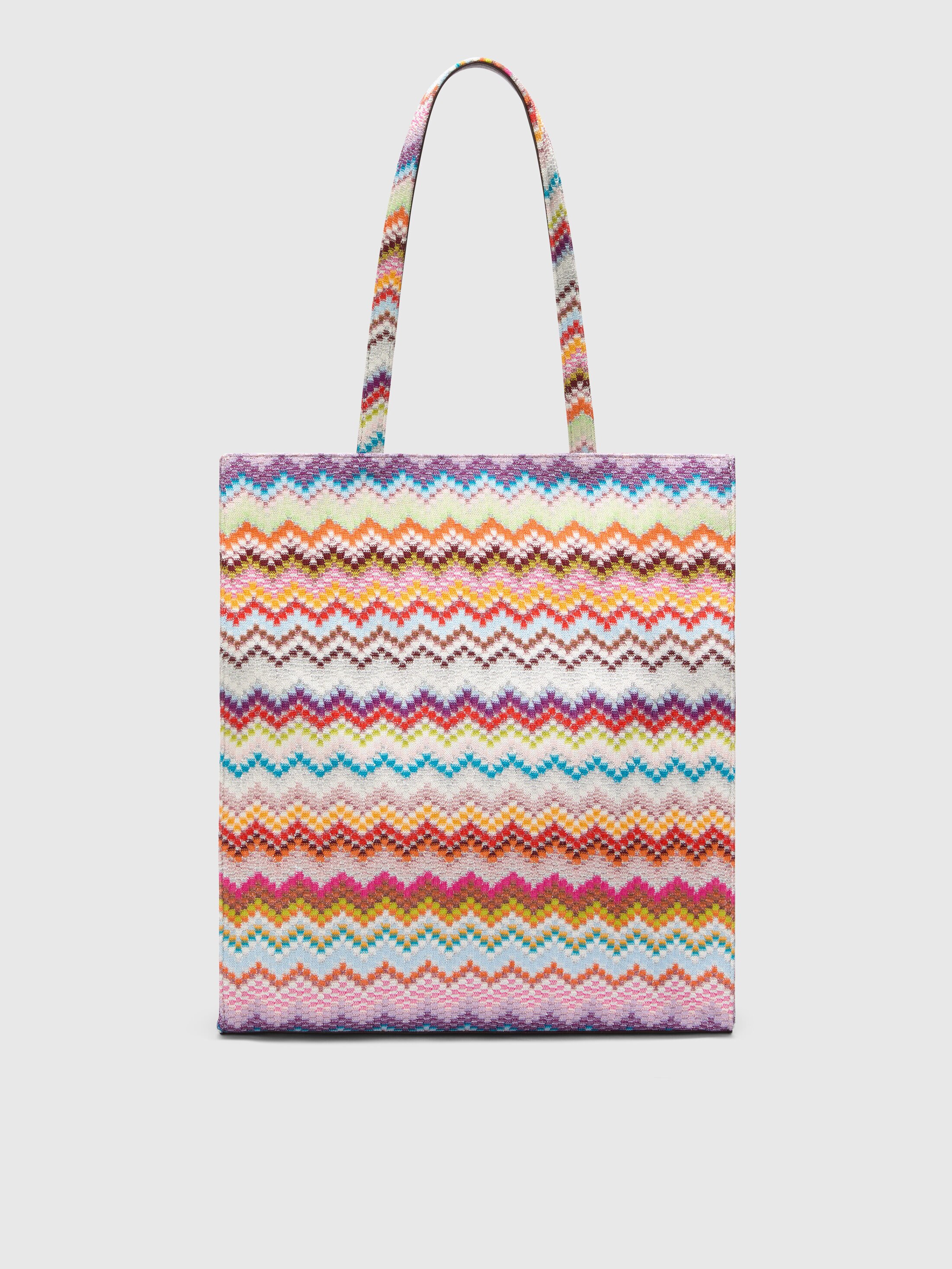 Missoni - Leather and canvas shopper bag, Women, Multicoloured, : UNIC