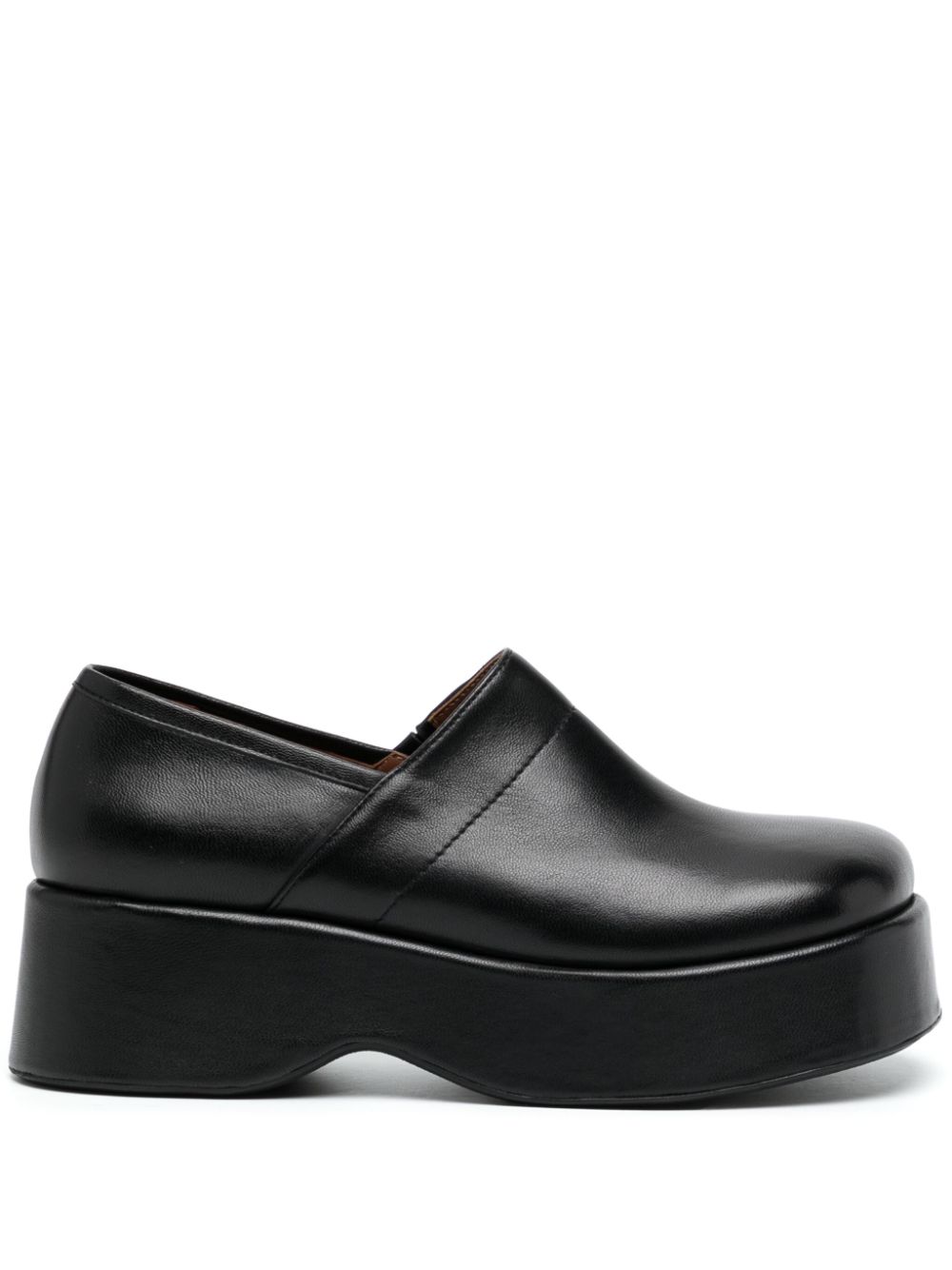 Lucie platform leather clogs - Black