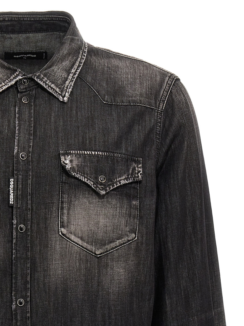 -Classic Western Camicie Nero-Uomo