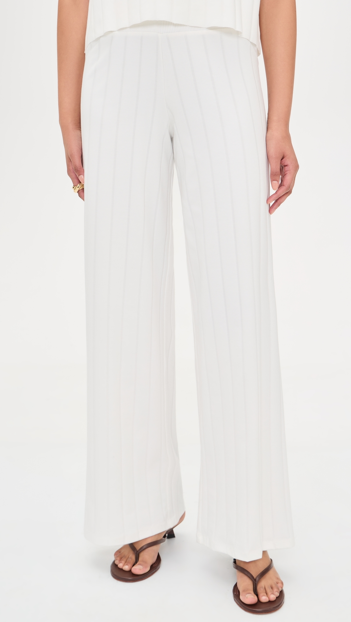 X @Cellajaneblog Wide Rib Flare Pants White