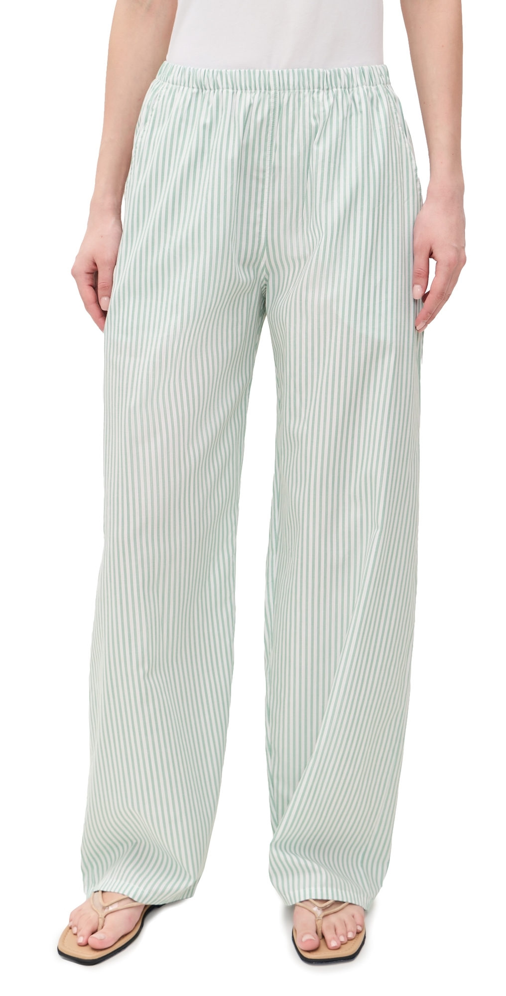 Yoshi Stripe Wide Leg Pants Vert Stripe