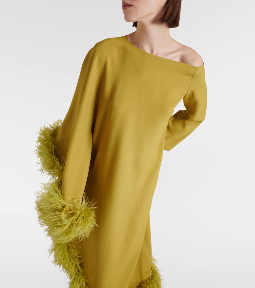 Ubud Extravaganza feather-trimmed gown
