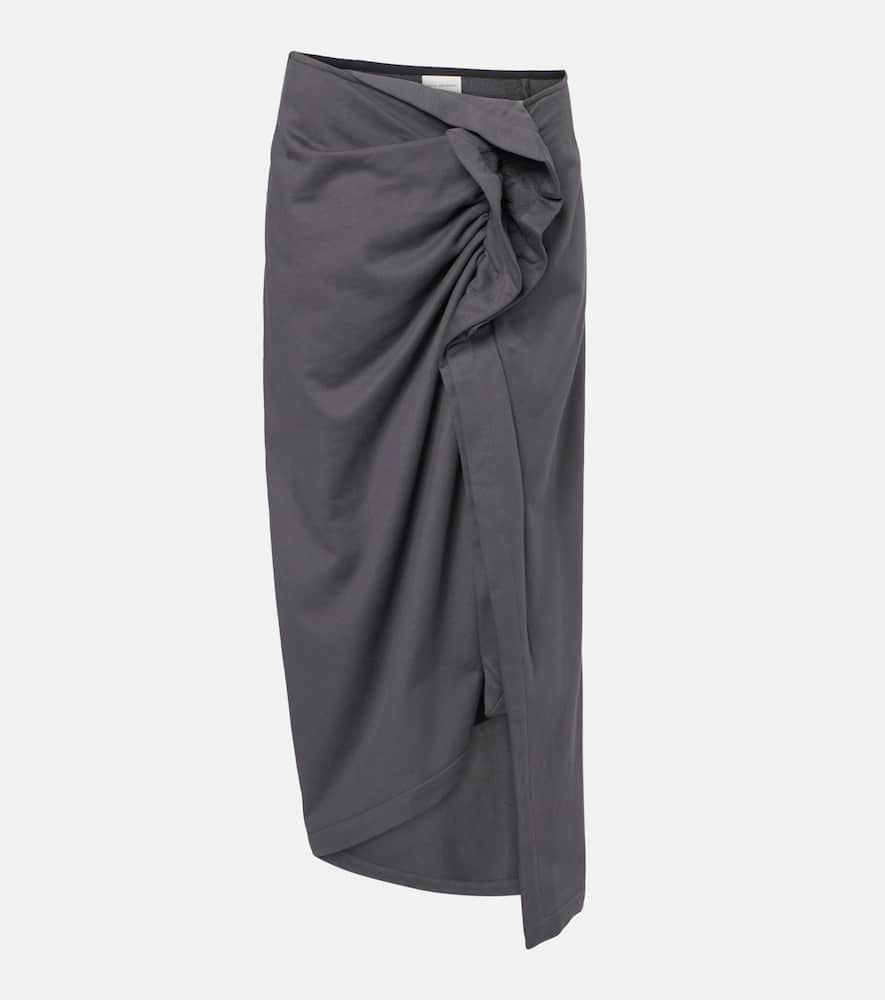 Ruffled cotton midi skirt