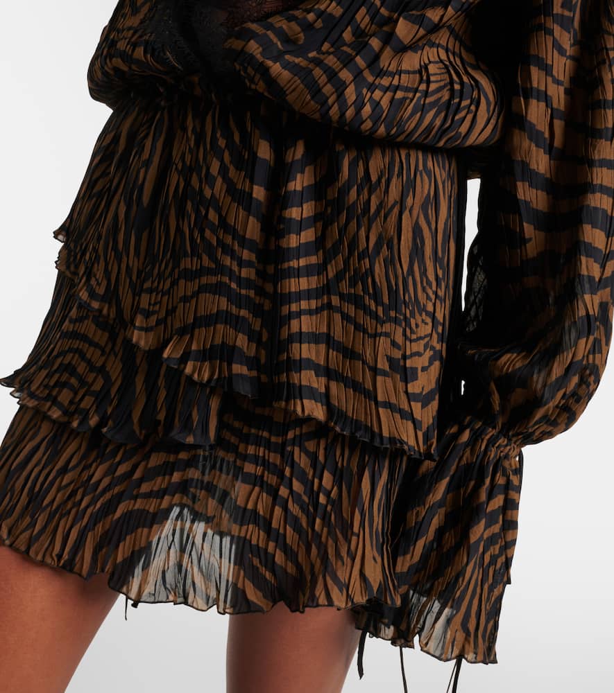 Zebra-print chiffon mini dress
