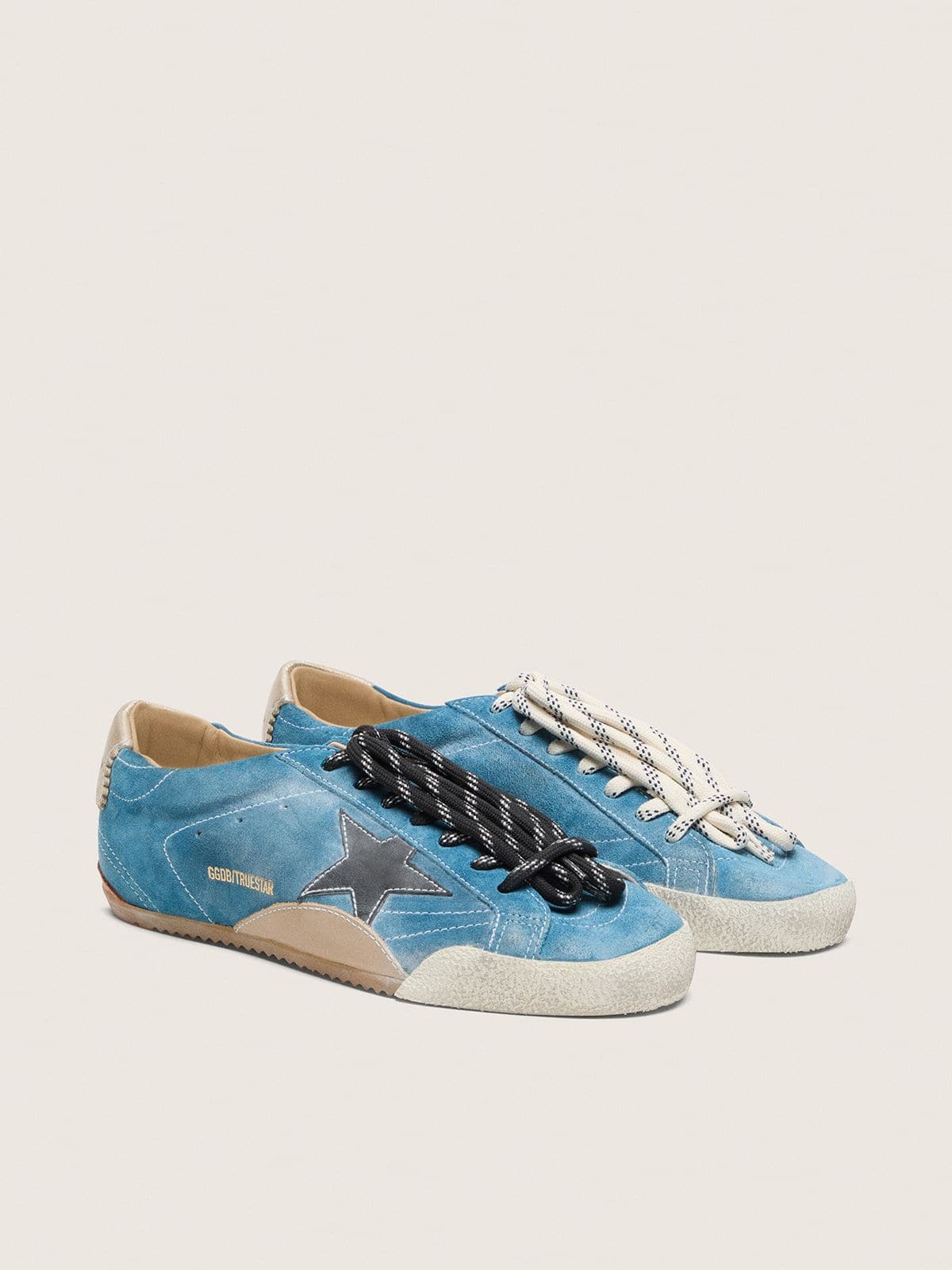 Golden Goose - Women's True-star In Teal Suede With Black Star And Cream Heel Tab, Woman
