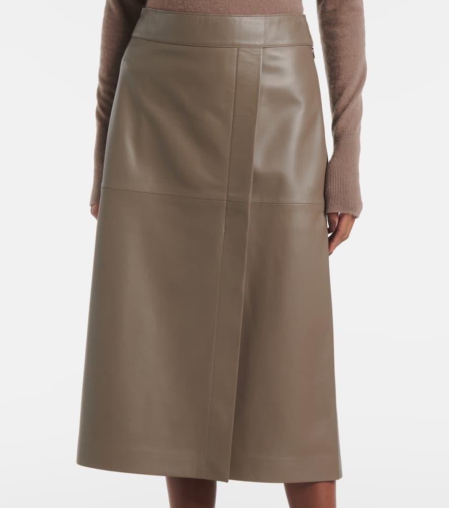 Leather midi skirt