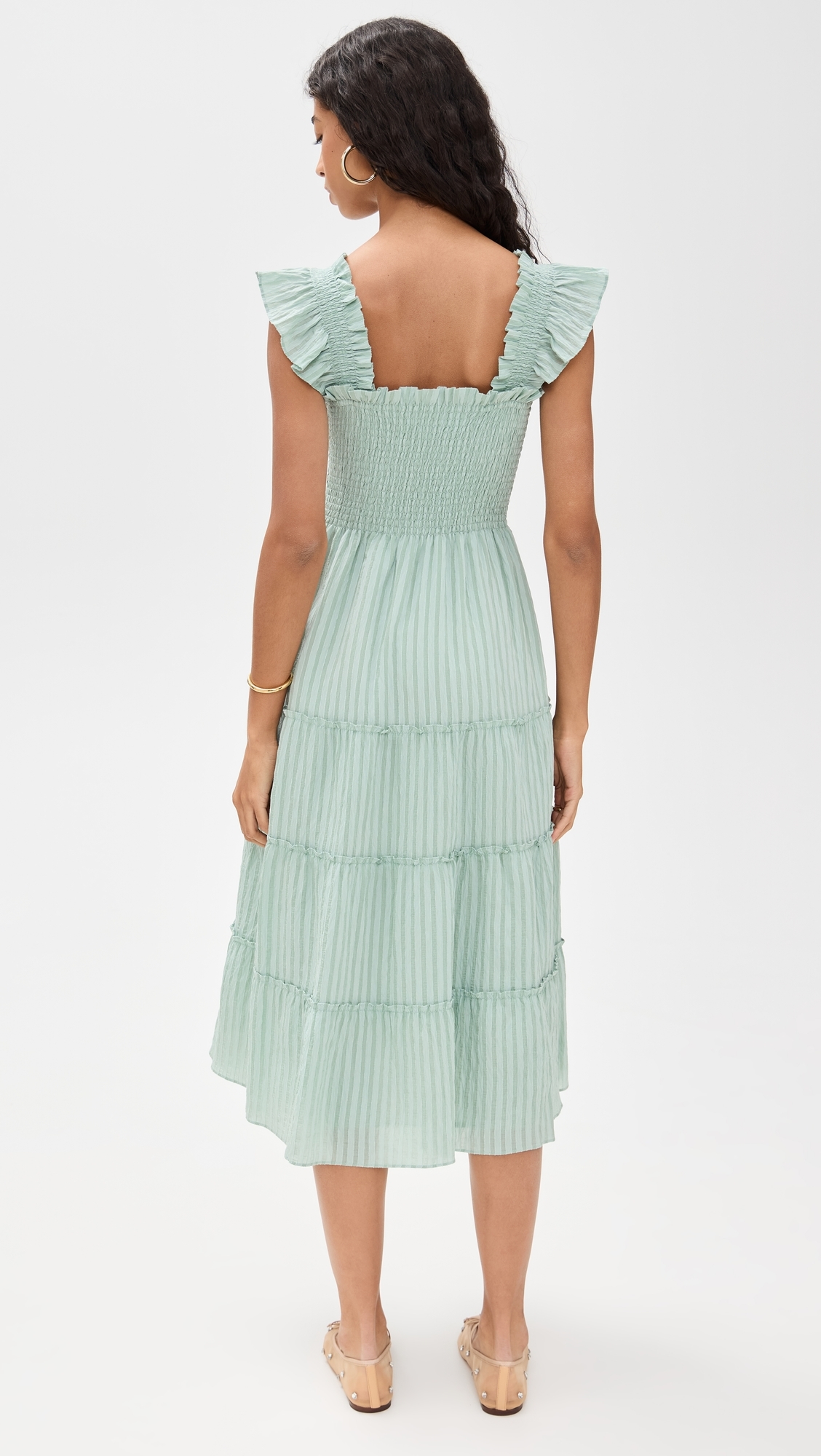 The Ellie Nap Dress Soft Green Organza Seersucker 