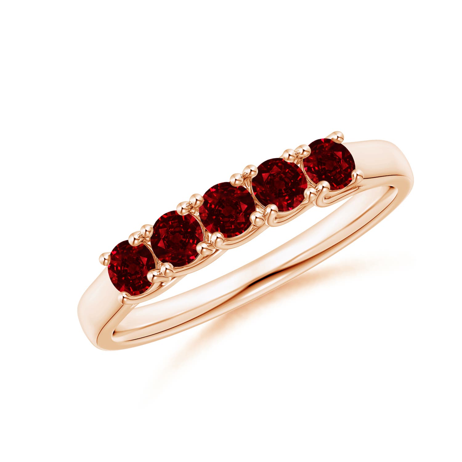 Angara 0.55 Carat Half Eternity Five Stone Ruby Wedding Band in 18K Rose Gold