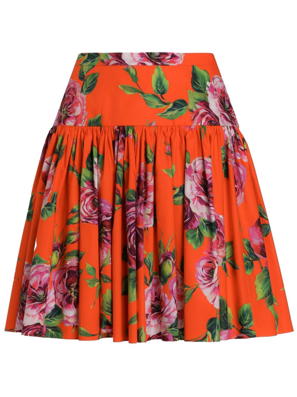 Floral-print mini skirt - Red