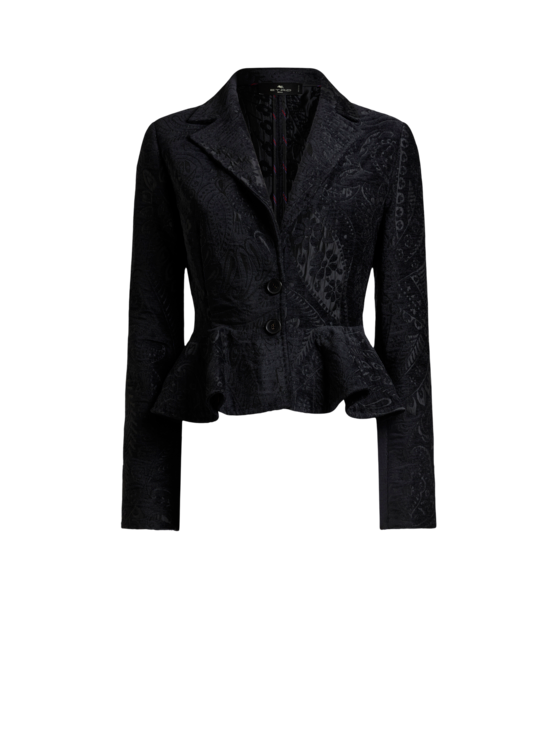 Single-breasted Chenille Jacquard Jacket With Floral Paisley Motif