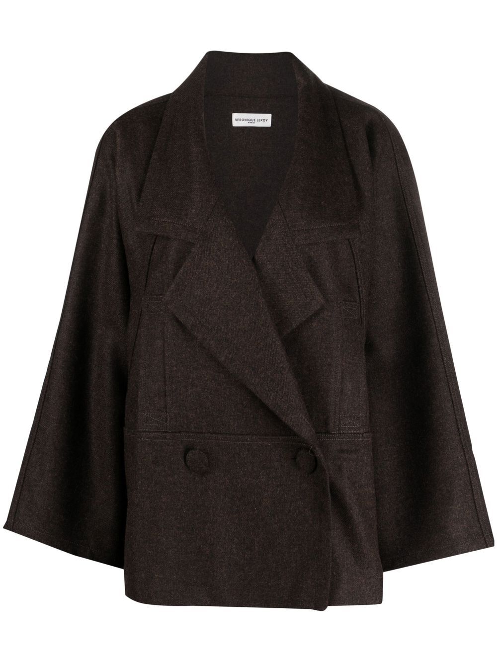 A-line double-breasted blazer - Brown