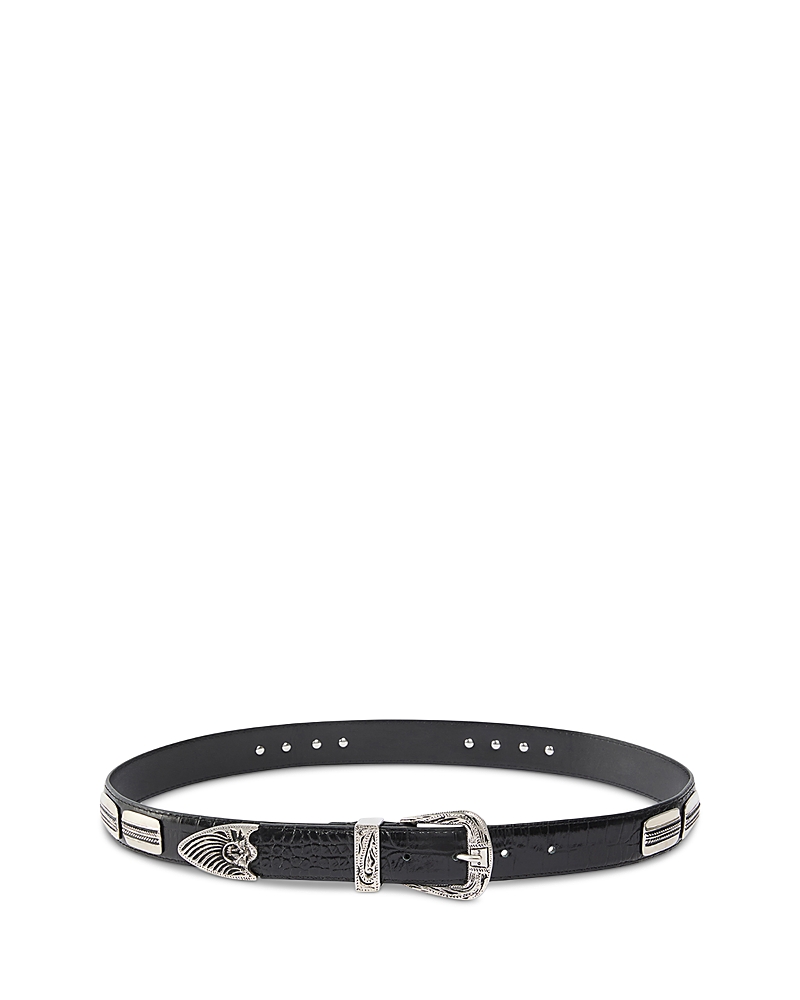 Texan belt in crocodile-print leather, 3 cm - L