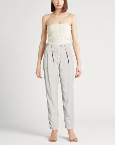 Woman Pants Light grey Size 28 Cotton, Elastane