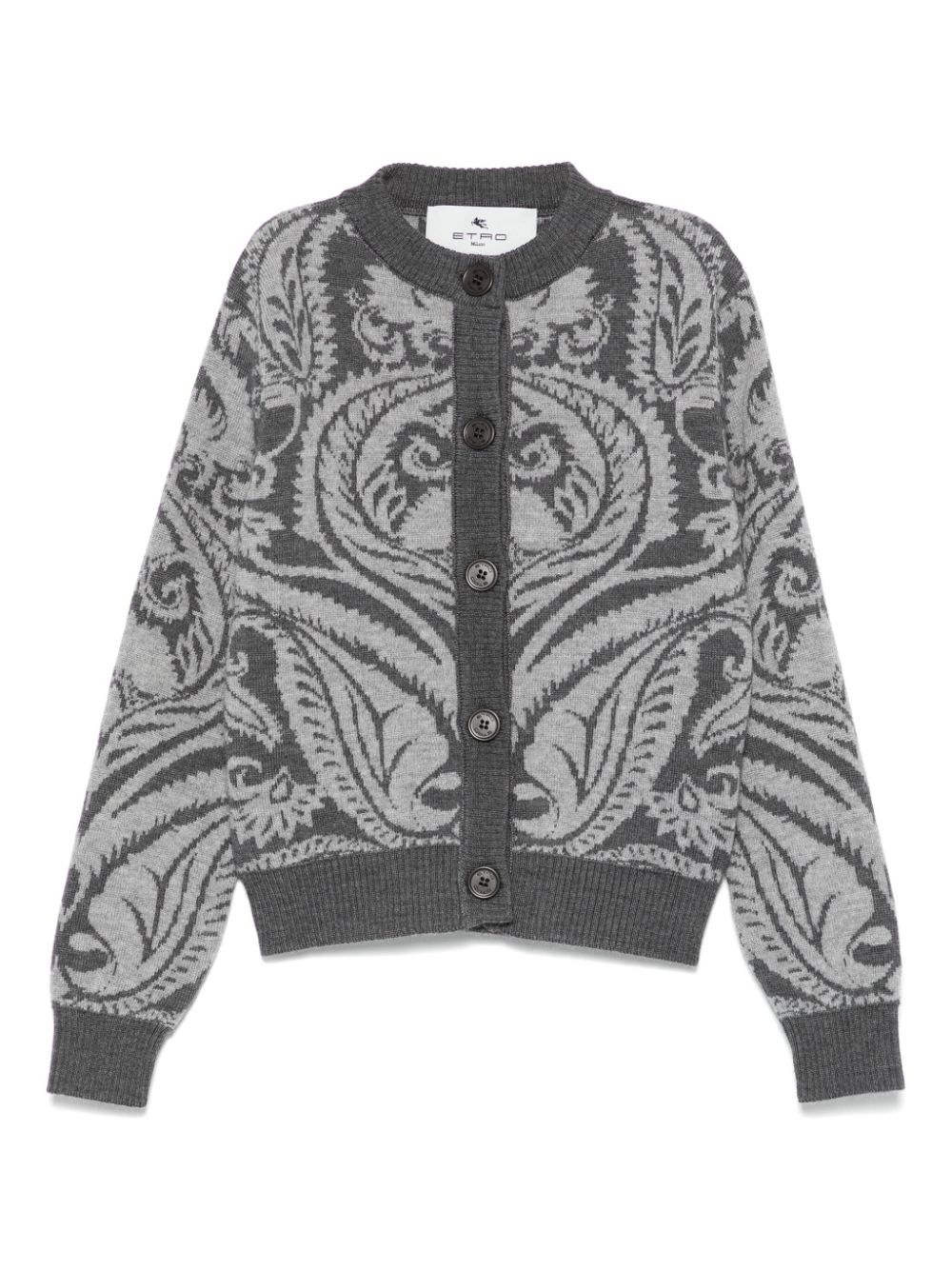 Intarsia-knit cardigan - Grey
