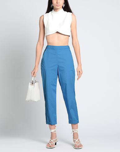 Woman Pants Azure Size 10 Cotton