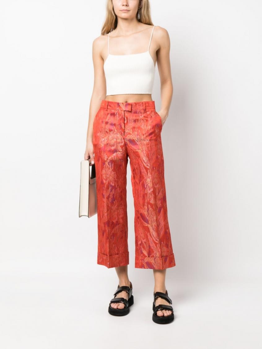 - Floral Print Jacquard Trousers