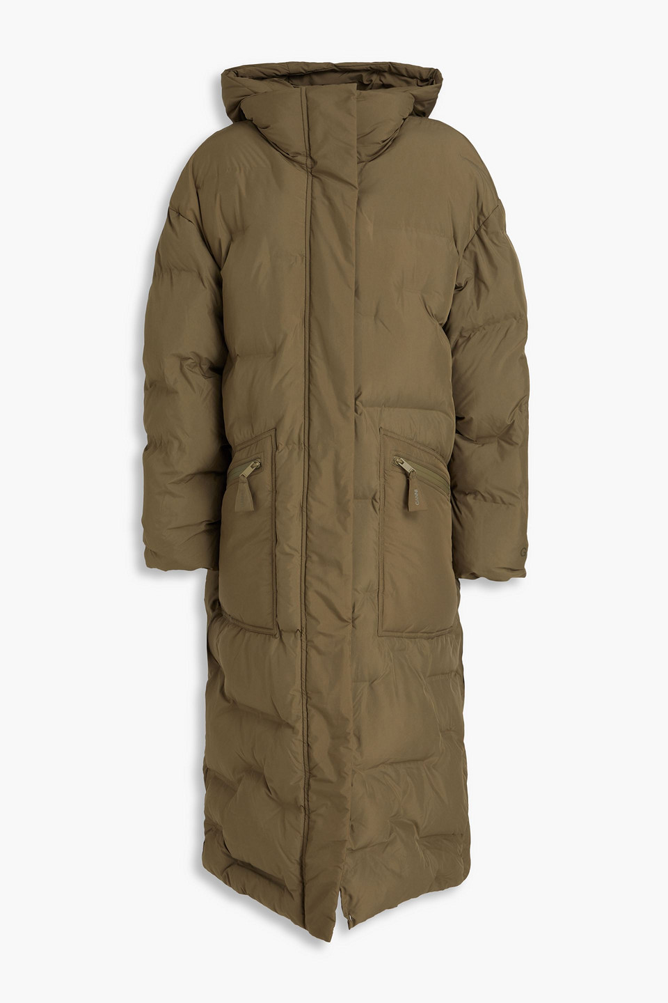 Quilted shell hooded coat