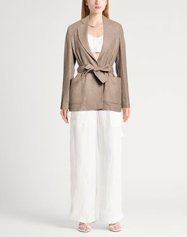 Caractère Woman Coat Light brown Size 10 Viscose, Wool