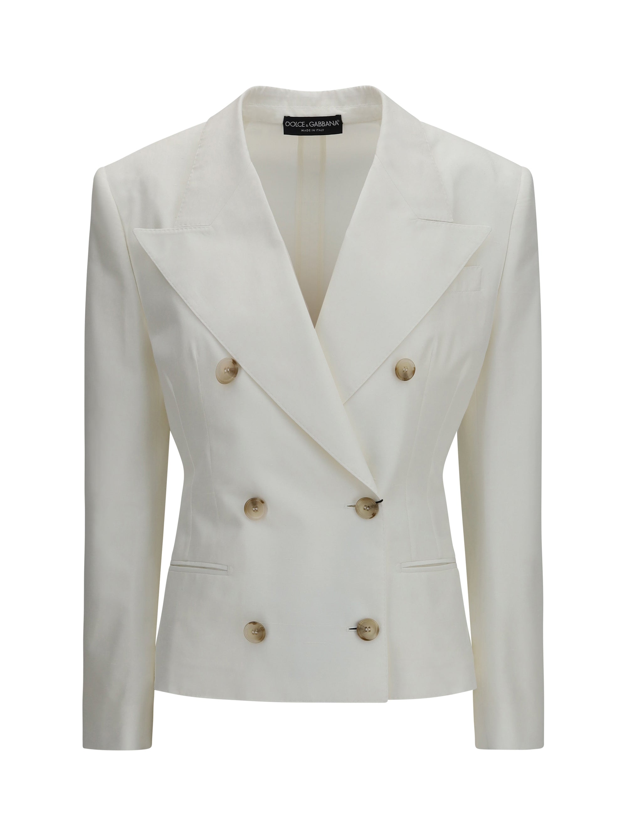 Double-Breasted Tailored Blazer — White