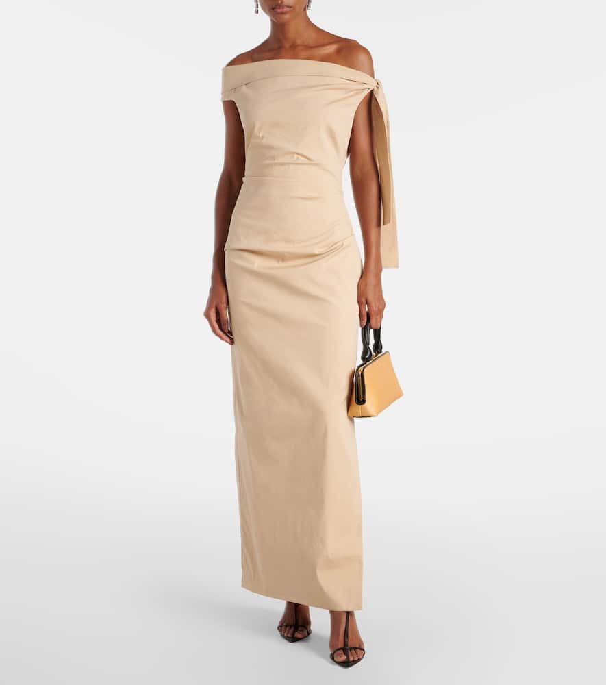 Dahlia off-shoulder cotton-blend gown