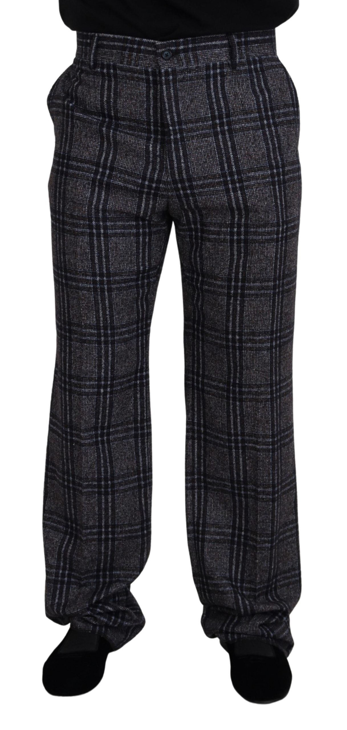 Checkered Alpaca Wool Trousers — Gray