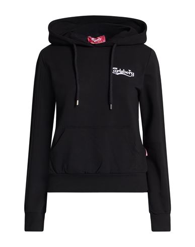 Woman Sweatshirt Black Size S Cotton, Elastane