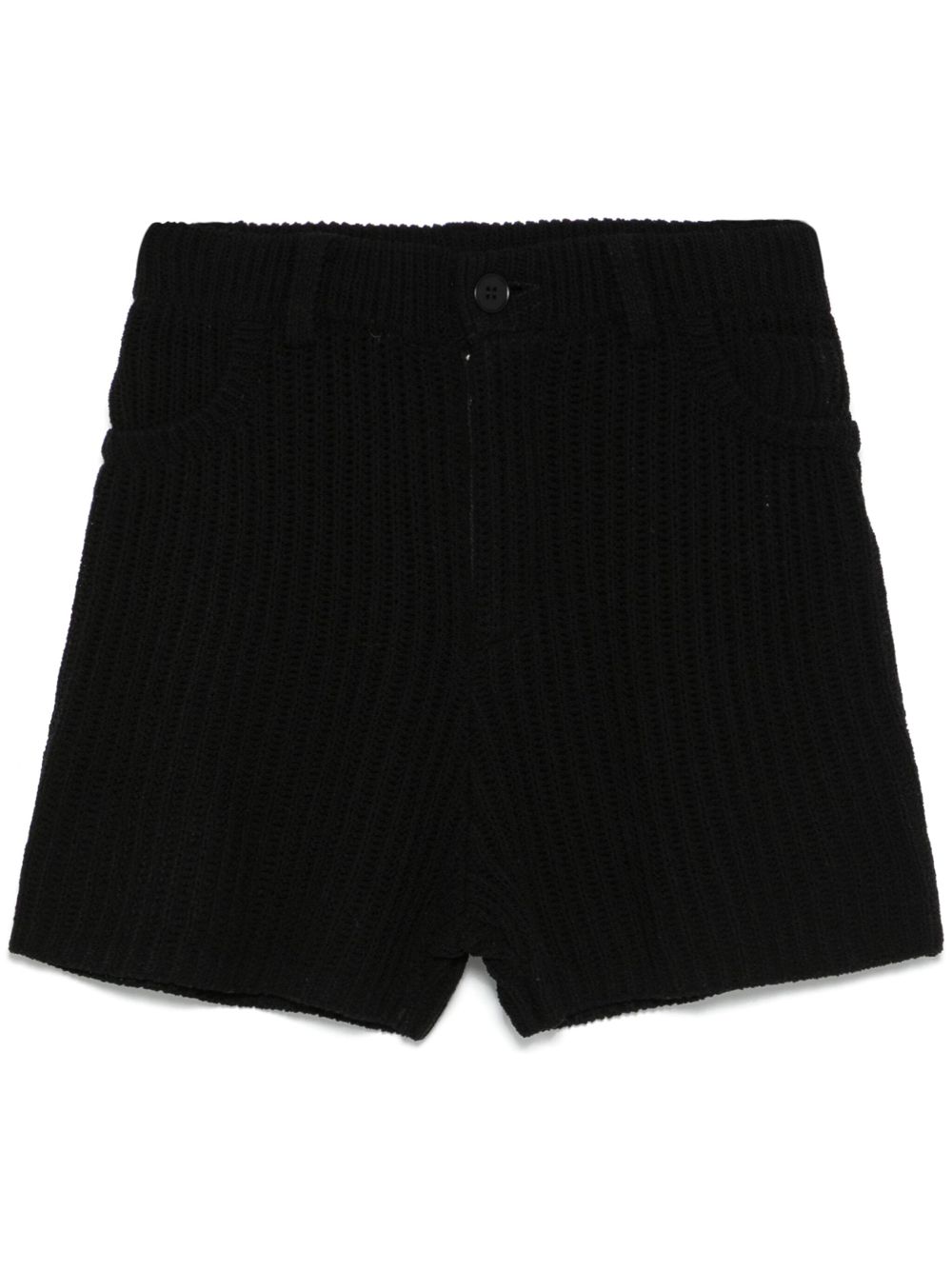 Ribbed-knit shorts - Black