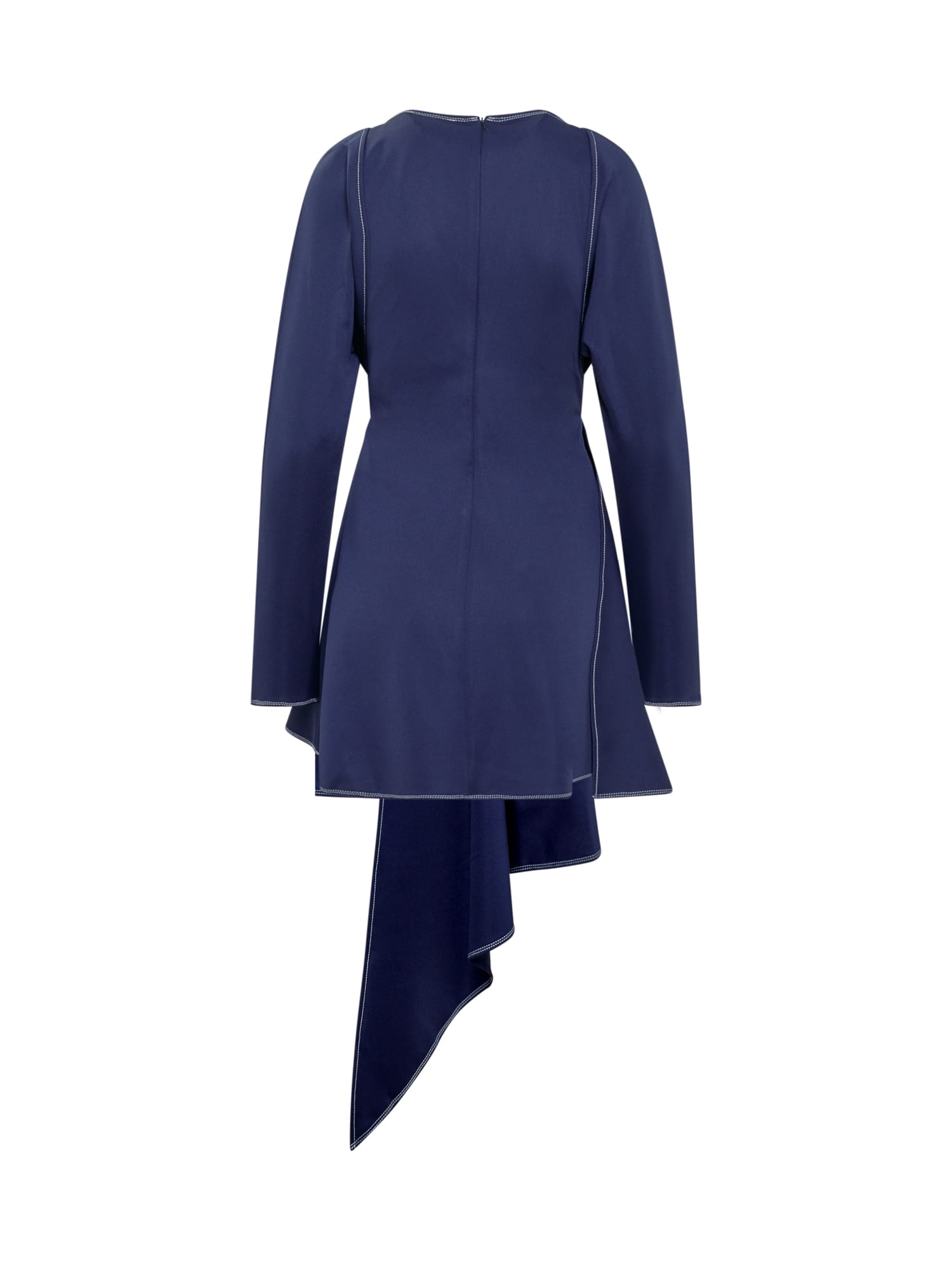 Chain link-embellished asymmetric dress - Blue
