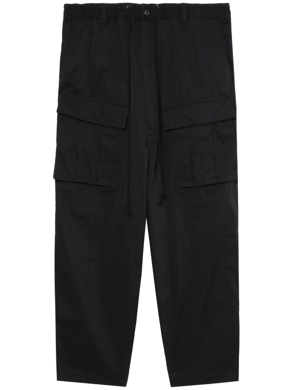 Straight-leg cargo cropped trousers - Black