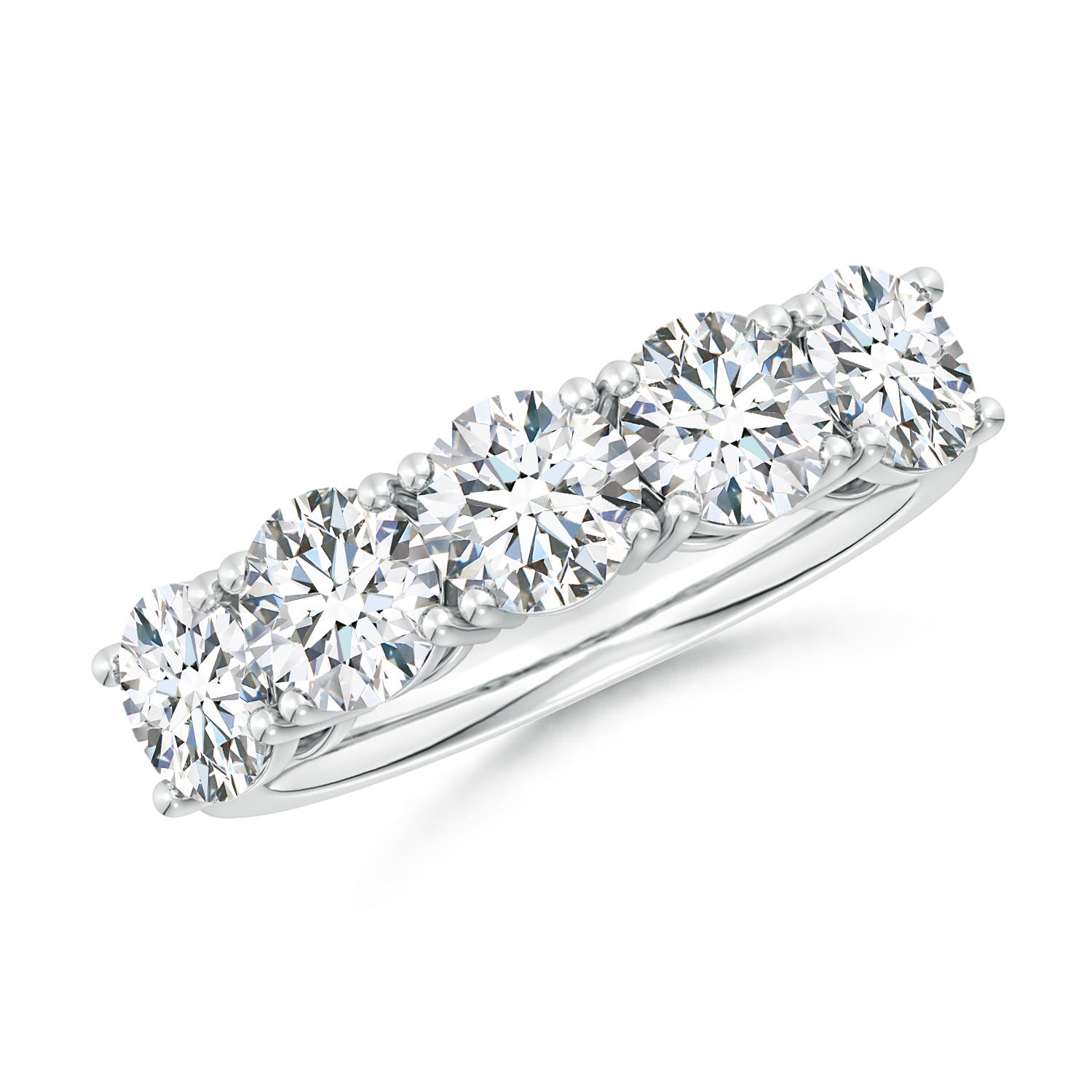 Angara 3.15 CTW Lab-Grown Prong-Set Round Diamond Five Stone Wedding Ring in Platinum