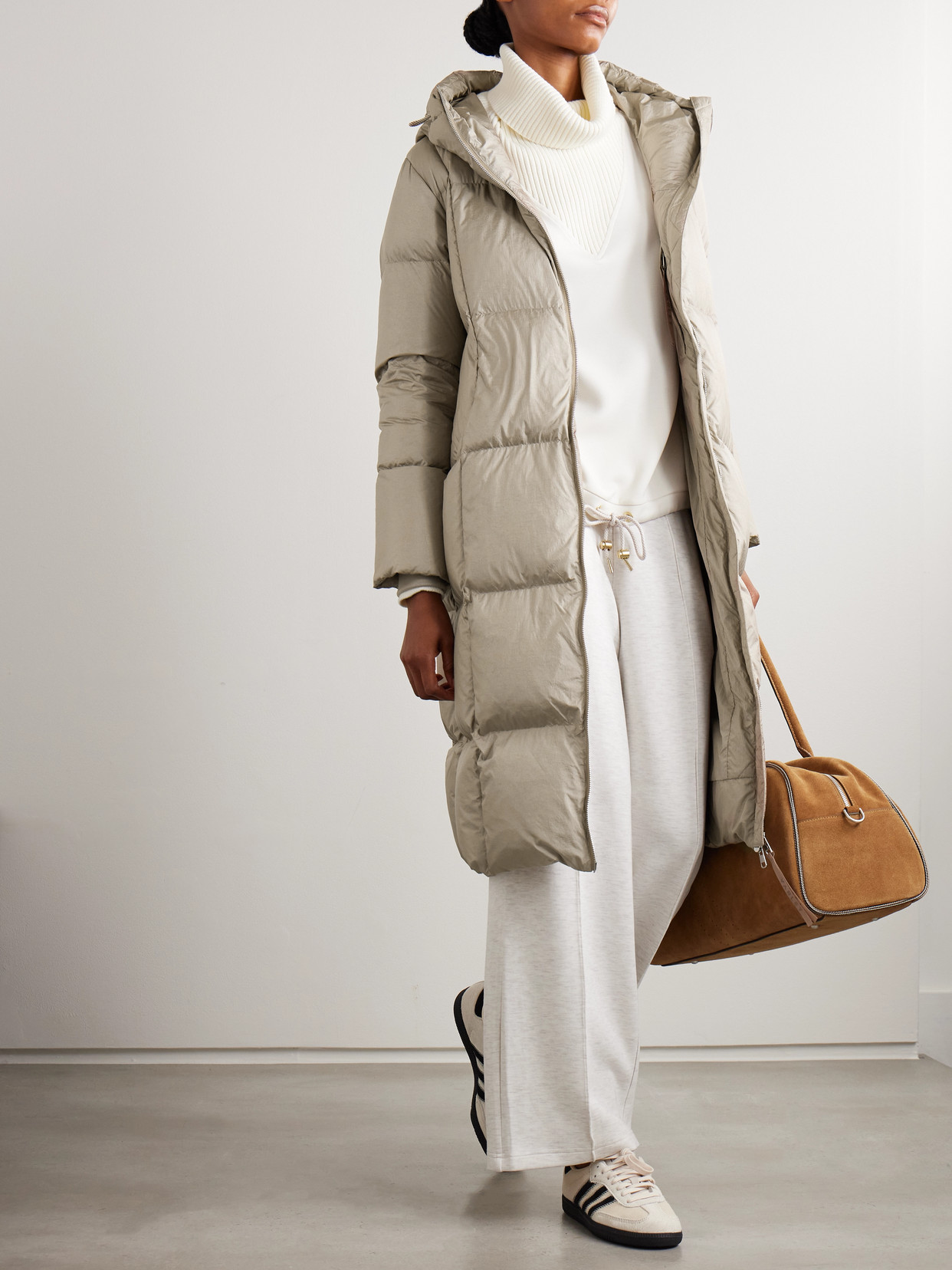 Katya Hooded Quilted Metallic Crinkled-shell Down Coat - Brown