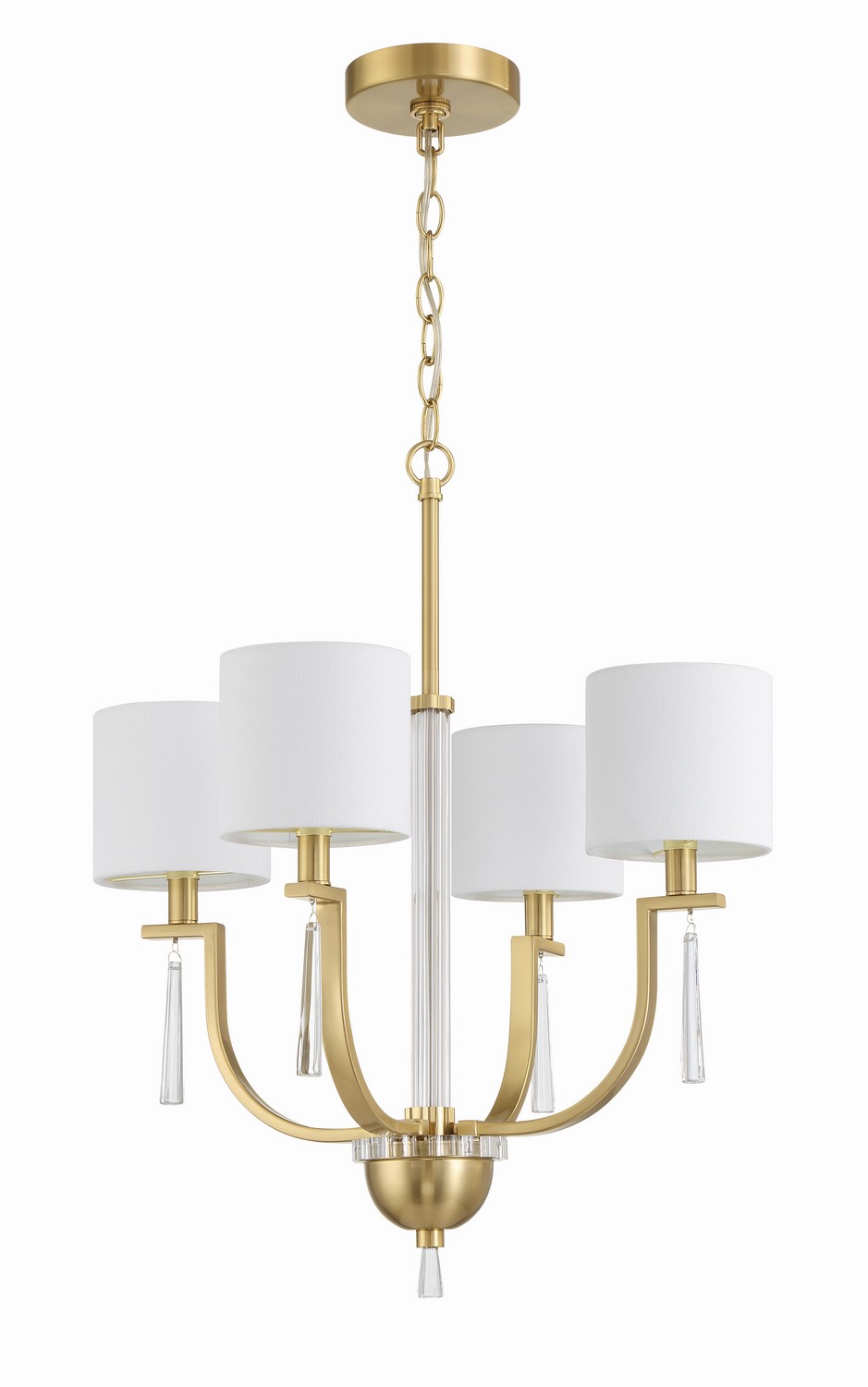 Satin Brass Four Light Chandelier from the Fortuna Collection