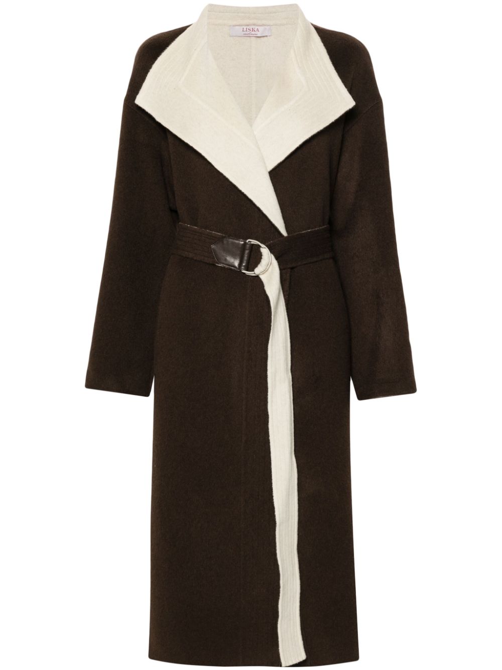 Shawl-collar belted coat - Brown
