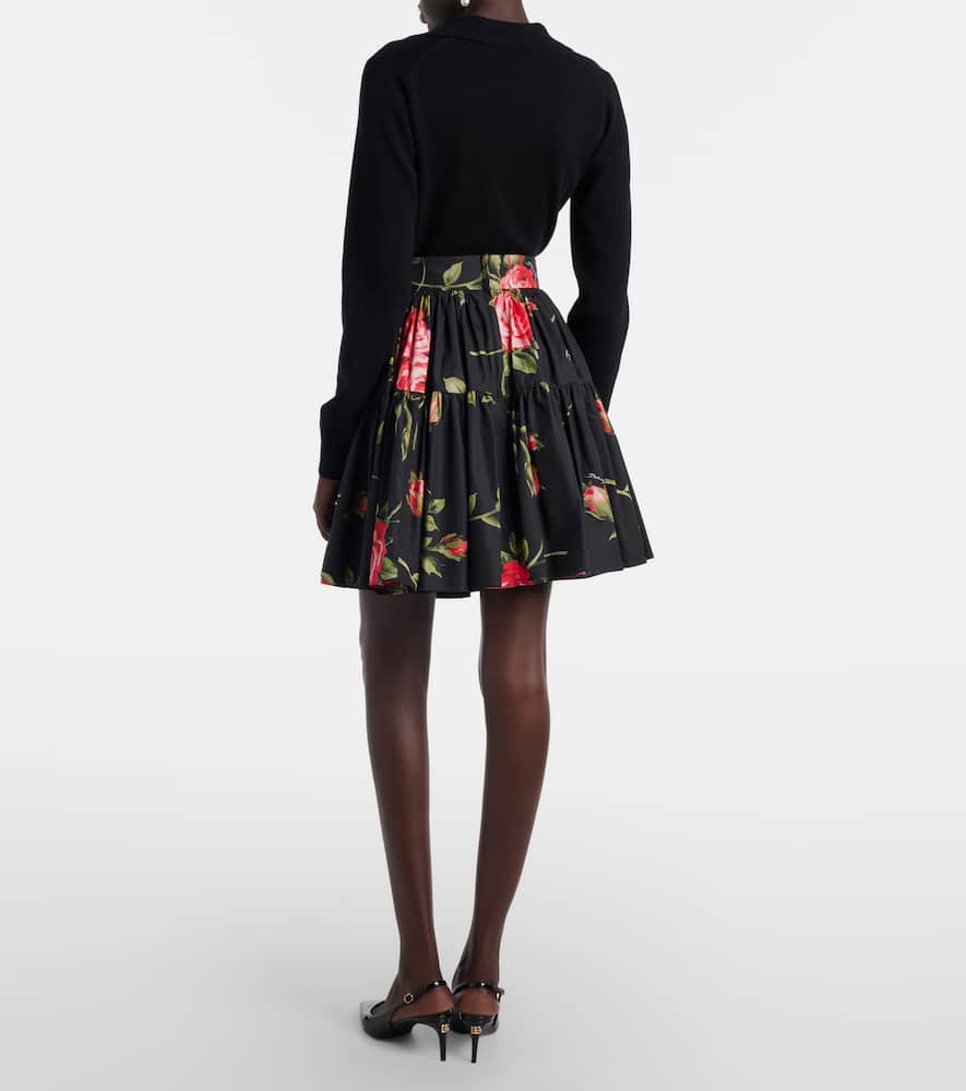 Floral cotton miniskirt