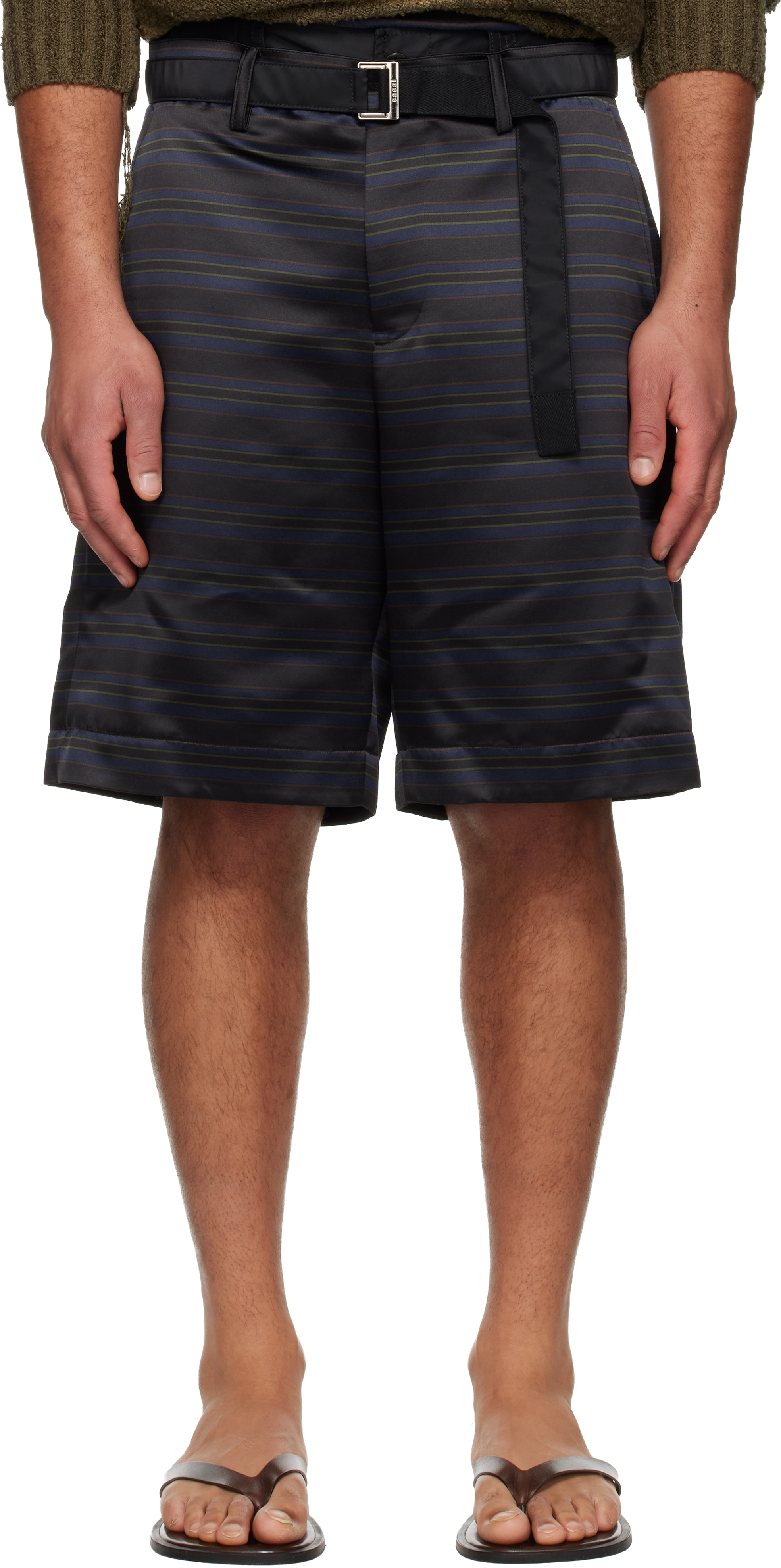 Navy Horizontal Stripe Shorts