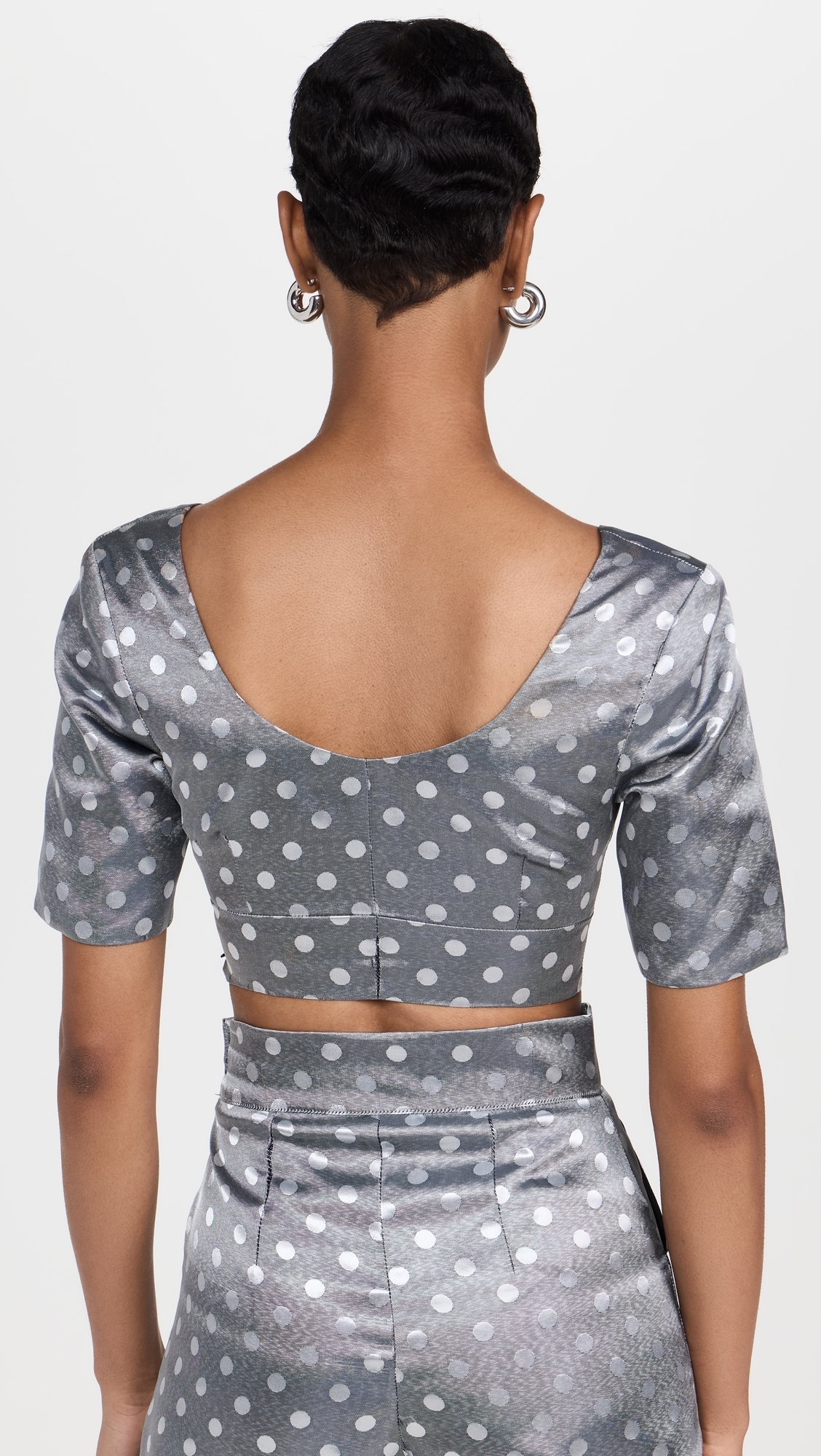 Dot Crop Top White/Black