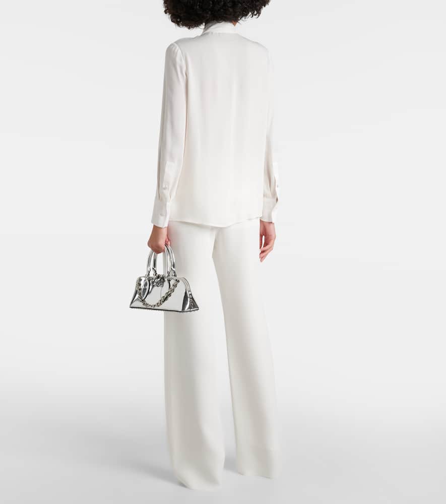 Bow-tie neck silk georgette blouse