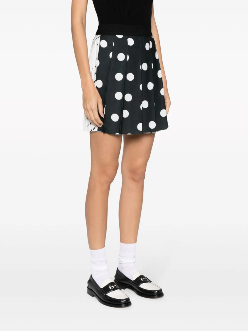 Polka dot pleated mini skirt - Black