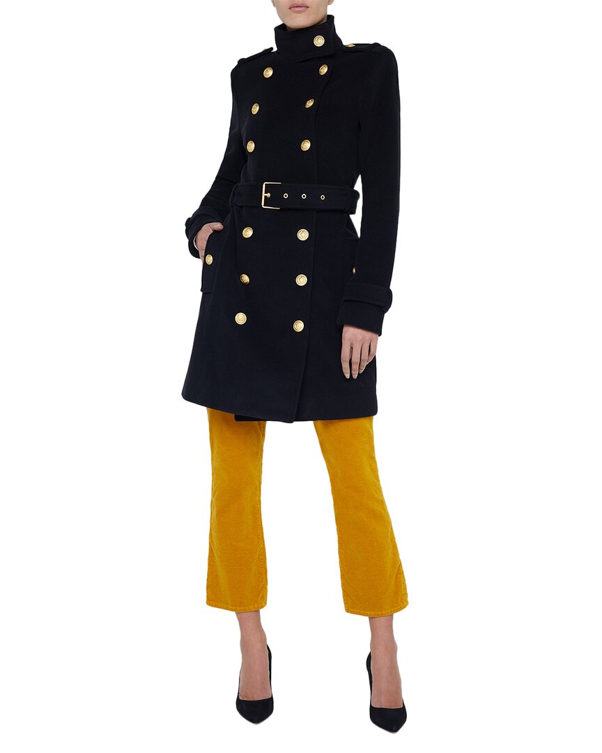 Nalini Long Wool-Blend Military Coat
