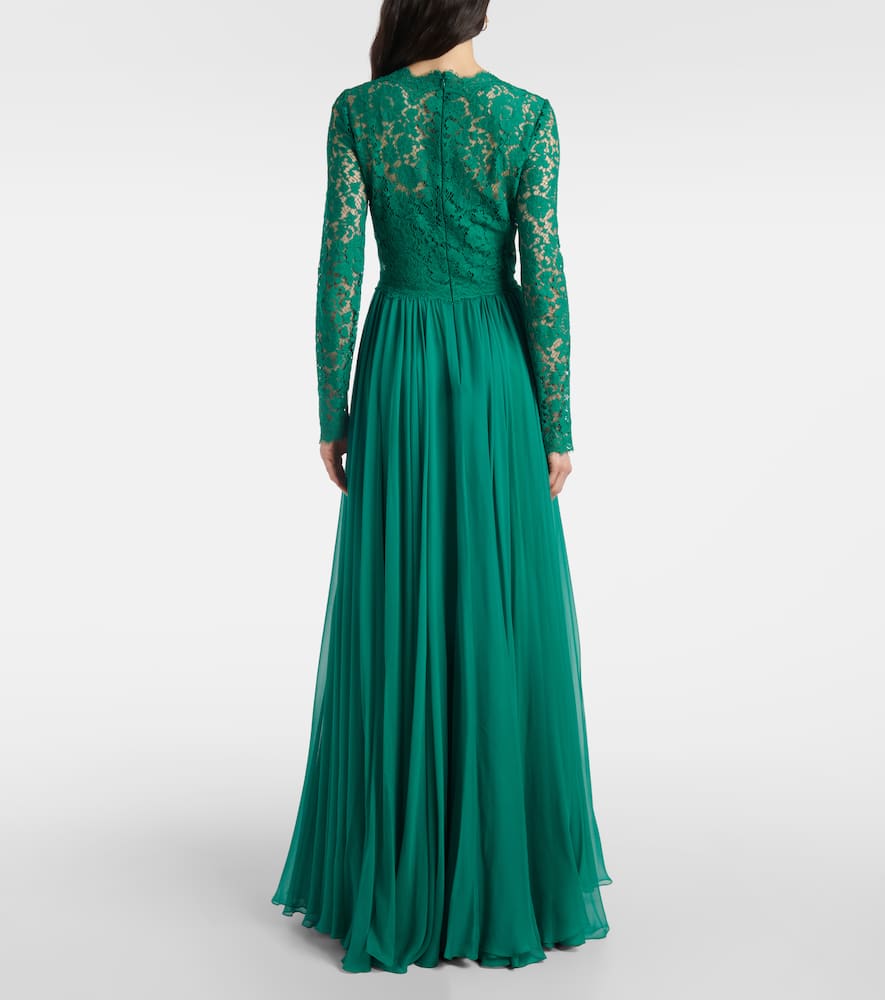 Lace and silk-blend gown