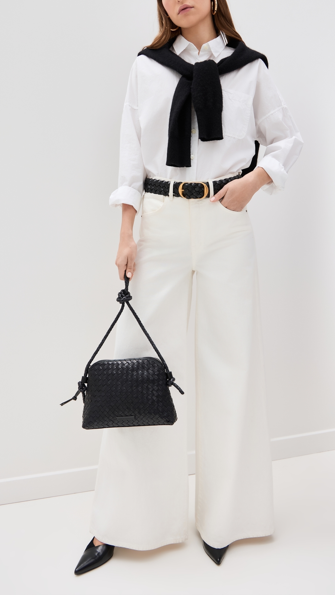 Mallory Woven Crossbody Bag Black One Size