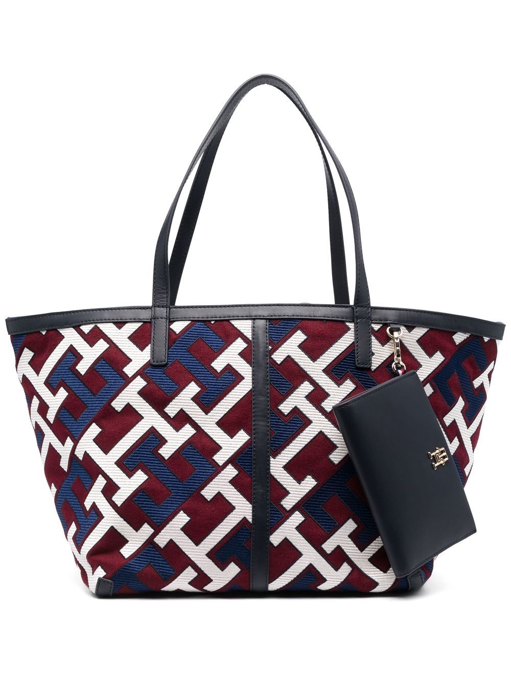 Monogram-print tote bag - Blue