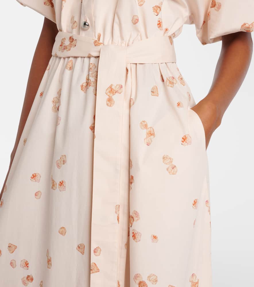 Paulina floral belted cotton-blend midi dress