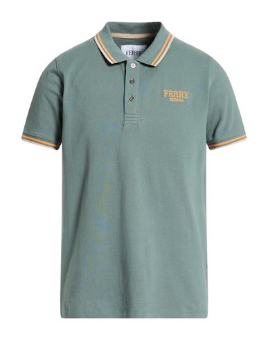Man Polo shirt Dark green Size L Cotton