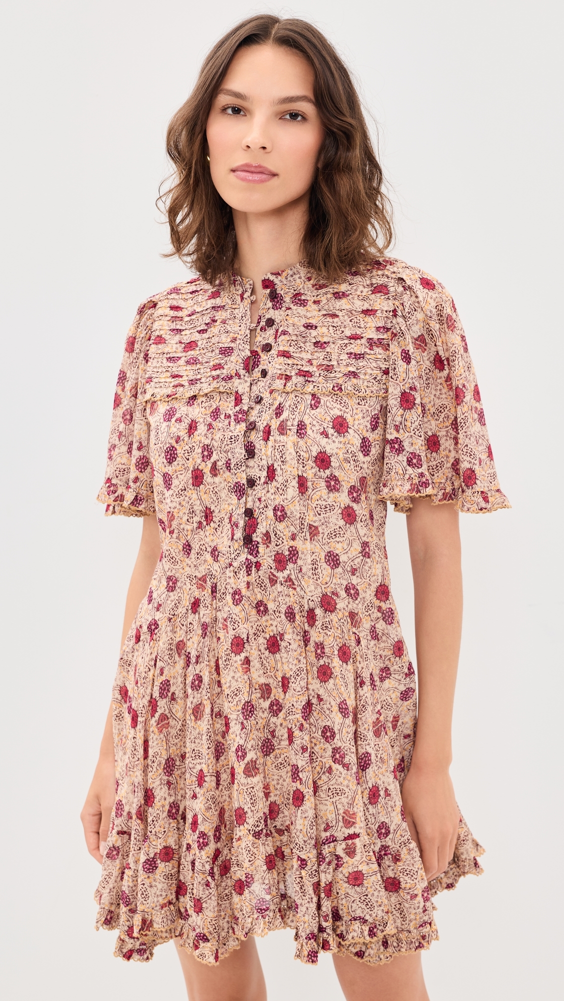 Daynia Dress Ecru/Raspberry