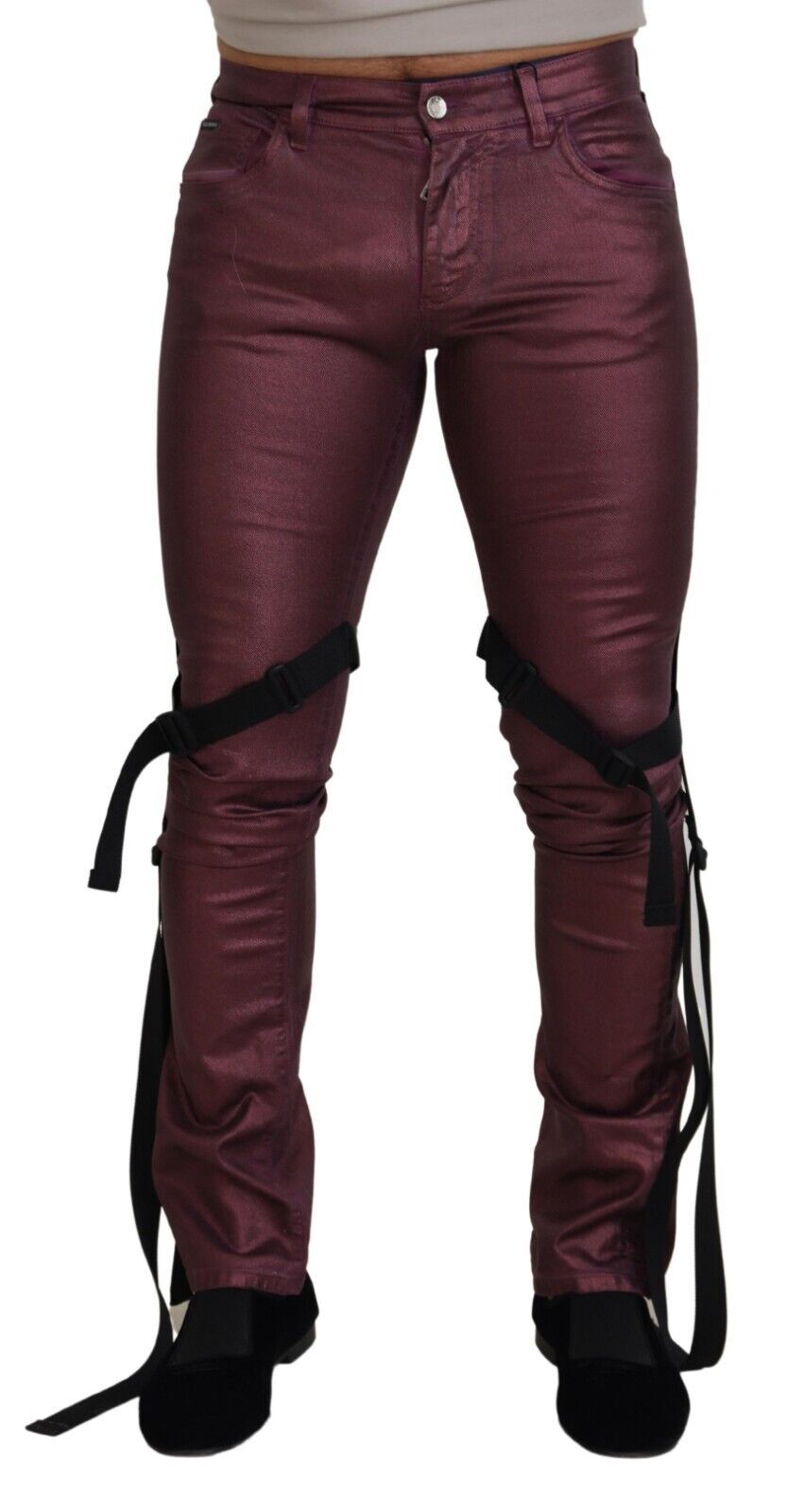 Harness-Detailed Cotton Jeans — Pink