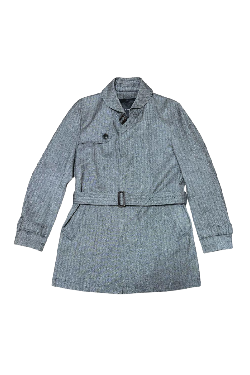 Pinstriped Wool Coat — Gray